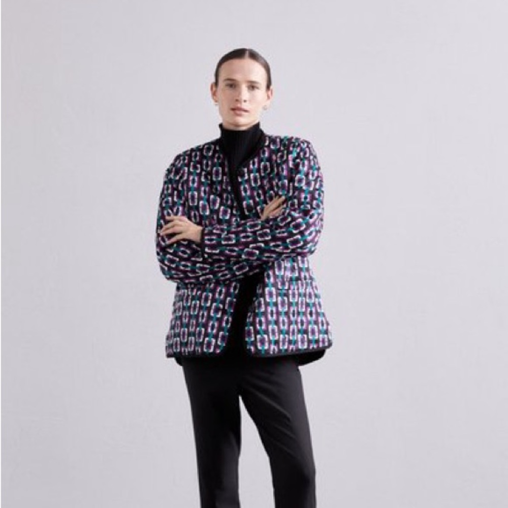 Diane Von Furstenberg Domino Reversible Quilted Coat Size Medium